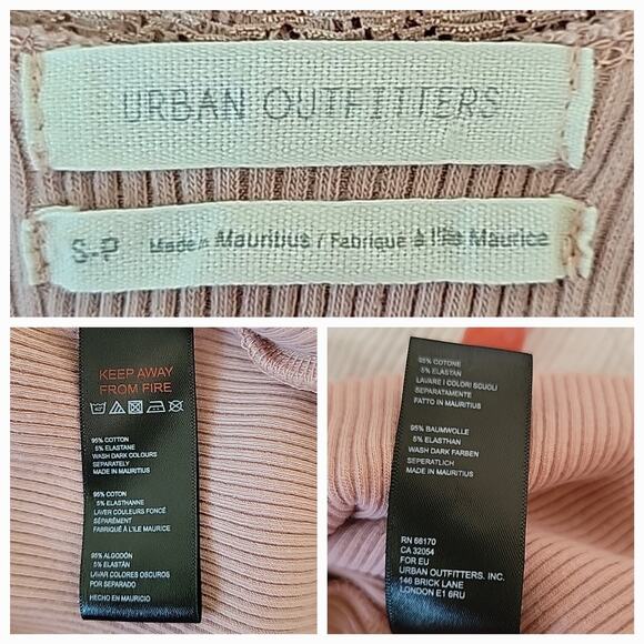 Urban Outfitters Dusty Rose Lace Trim Rib Knit Cropped Tank Top Coquette Retro - Picture 6 of 7